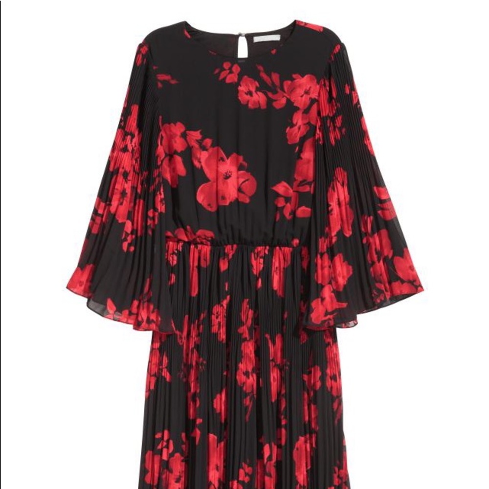 H&M Pleated Chiffon Dress